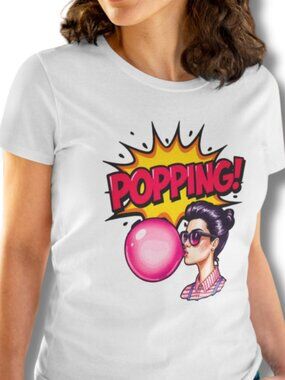 POPPING 🍬 Graphic Tee 💥 (White)| New Women's Fashion
